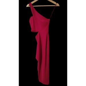 Other Women Look The Part-y Hot Pink One Shoulder Cutout Maxi Dress Pink XS